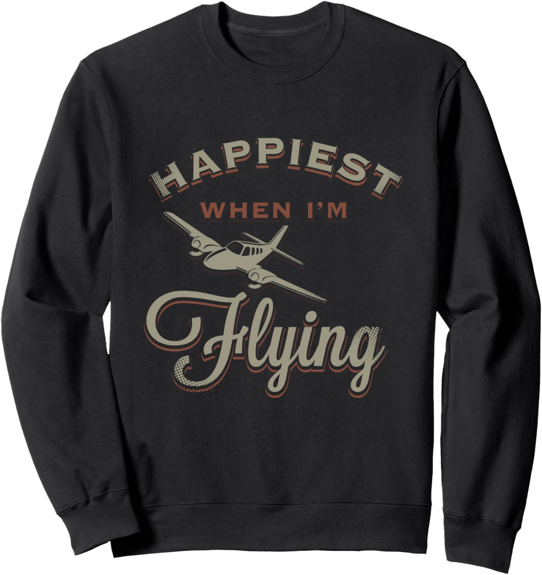Happiest When Im Flying Airplane Pilot Aviation Vintage Geschenk Sweatshirt