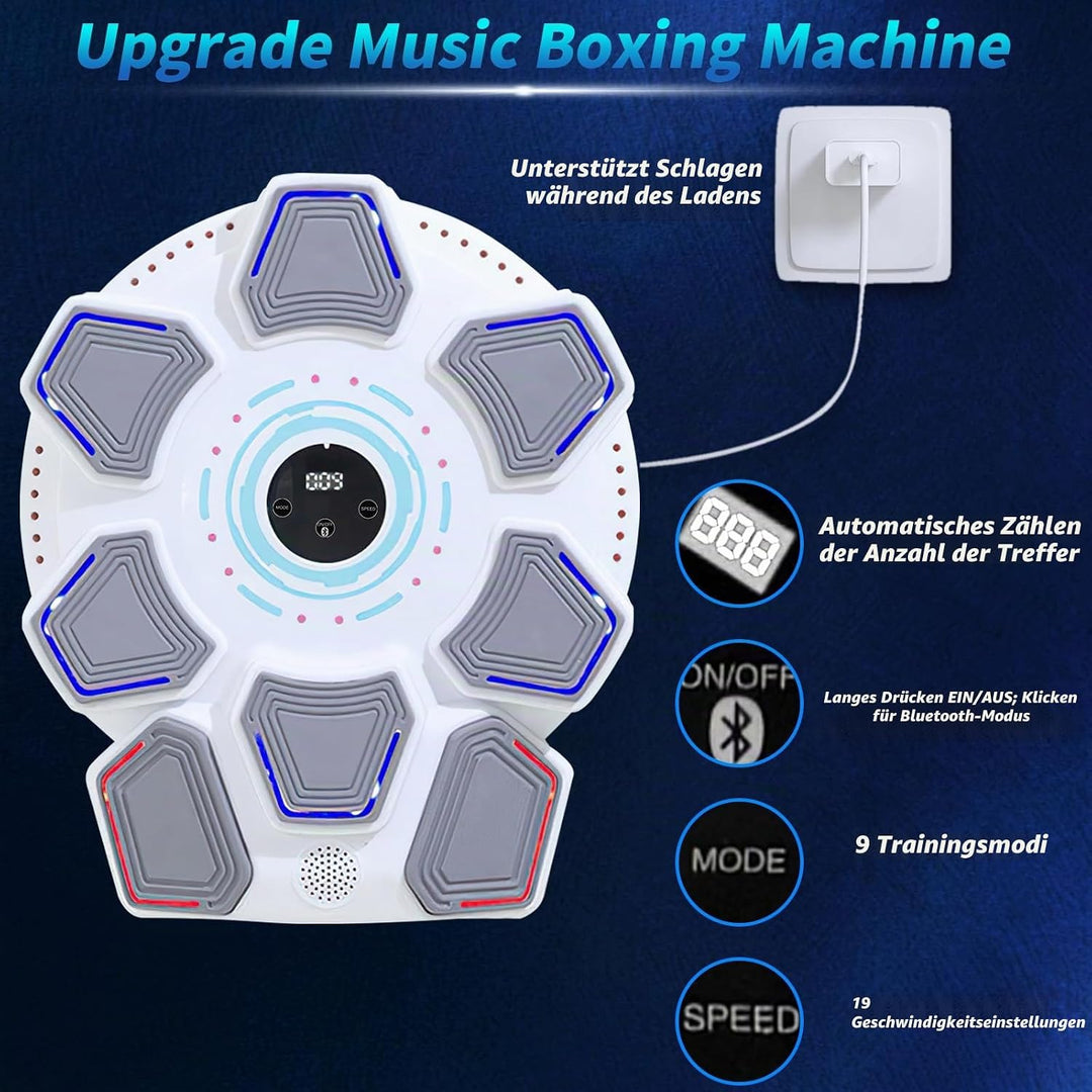 Music Boxing Machine für Erwachsene, Wandmontierte LED Licht Bluetooth Musikboxing Maschine Weiss-8