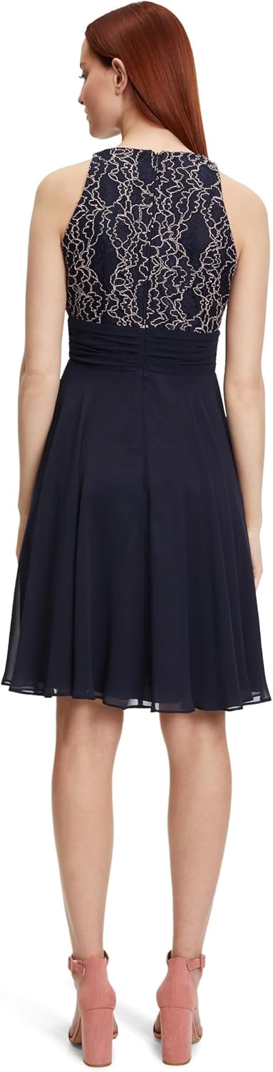 Vera Mont Damen Abendkleid mit Spitze 40 Nachthimmel, 40 Nachthimmel