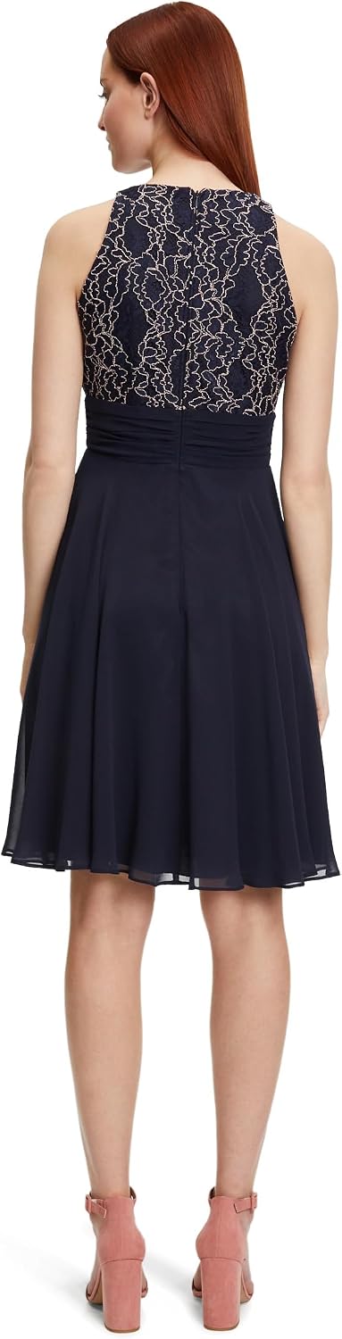 Vera Mont Damen Abendkleid mit Spitze 40 Nachthimmel, 40 Nachthimmel