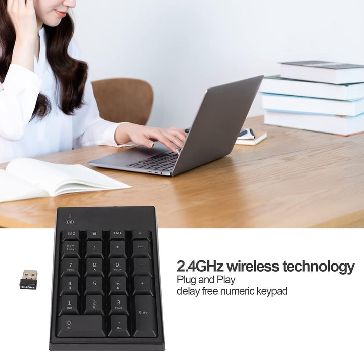 Goshyda Kabelloser Nummernblock, 2,4 GHz USB Wireless Numeric Keypad 22 Key Numpad Financial Account