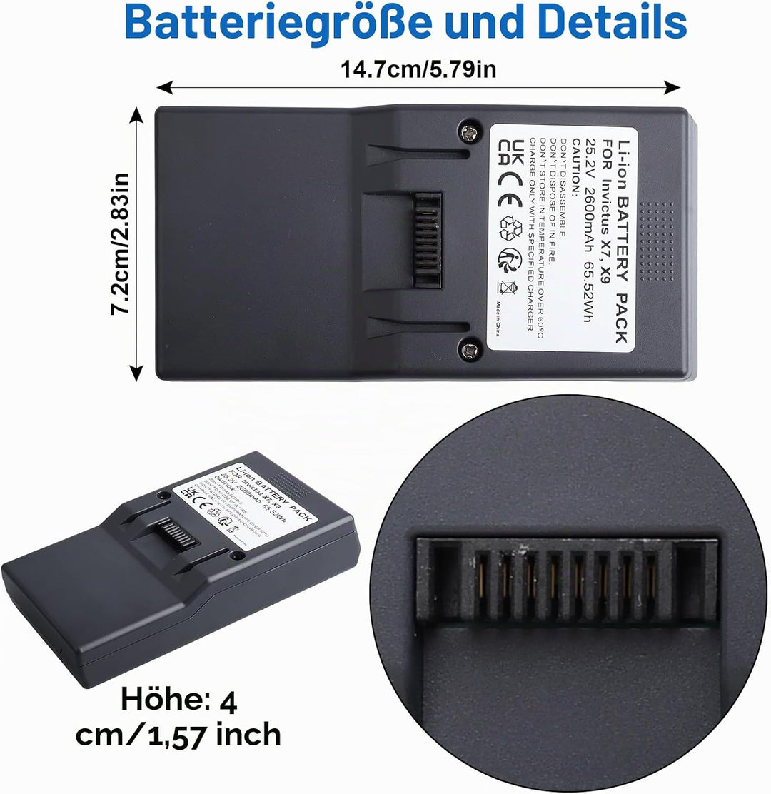 Ersatzakku kompatibel mit Genius Invictus X7 X7-01, X9, X9-01, A8, A9 Staubsauger, Ersatz für Modell