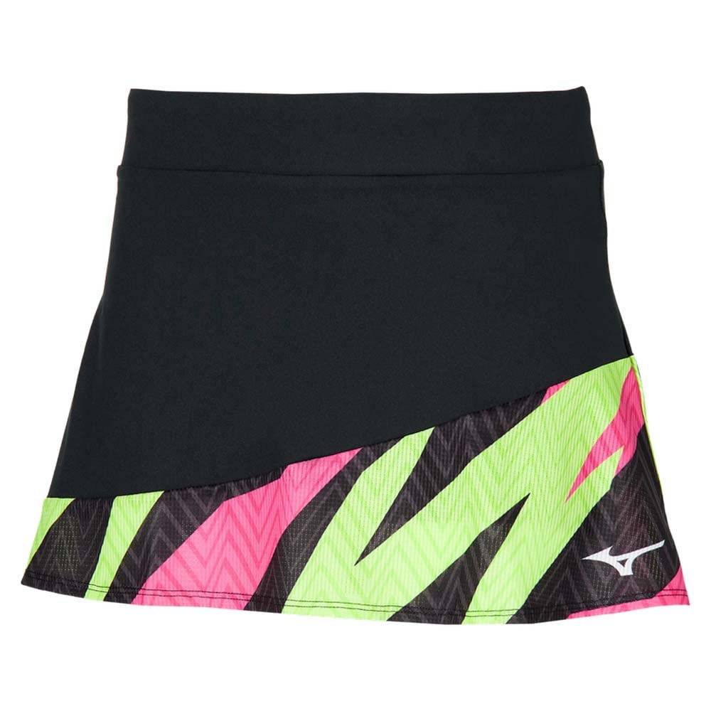 Mizuno Damen Flying Skirt Tennis-Rock XS Schwarz/Neolime, XS Schwarz/Neolime