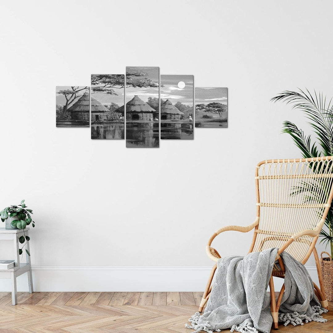 Runa Art Wandbilder Afrika Massai 5 Teilig Bild auf Vlies Leinwand Deko Wohnzimmer Schlafzimmer Sonn
