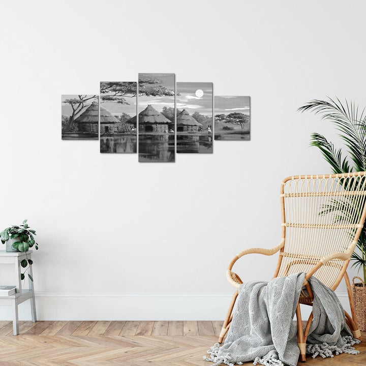 Runa Art Wandbilder Afrika Massai 5 Teilig Bild auf Vlies Leinwand Deko Wohnzimmer Schlafzimmer Sonn