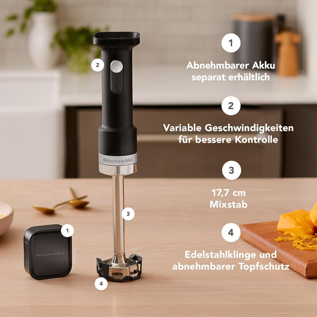 KitchenAid Kabelloser Stabmixer - Go Cordless - 700 ml BPA-freier Becher - Kratzschutz - Edelstahlkl