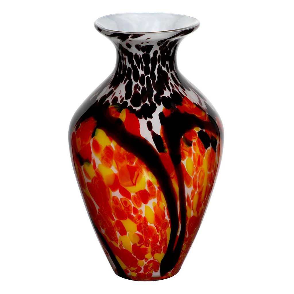 CRISTALICA Blumenvase Bouquet Vase Glas Vase Goa Schwarz Gelb Rot 37 cm Tischvase Tischdeko Hochzeit