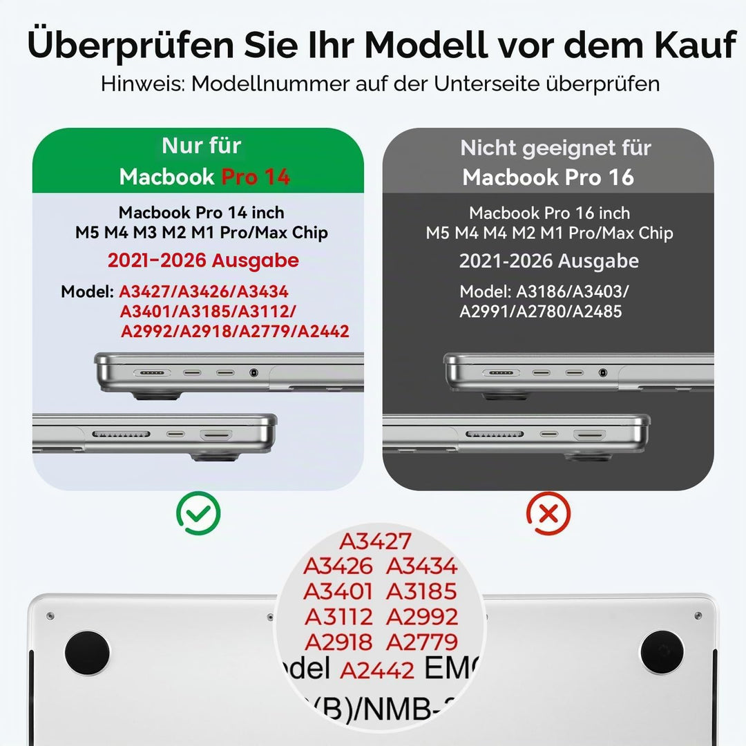 EooCoo Hülle kompatibel für MacBook Pro 14 Zoll (2021-2023 Freisetzung) M1 A2442/ M2 A2779/ M3 A2992