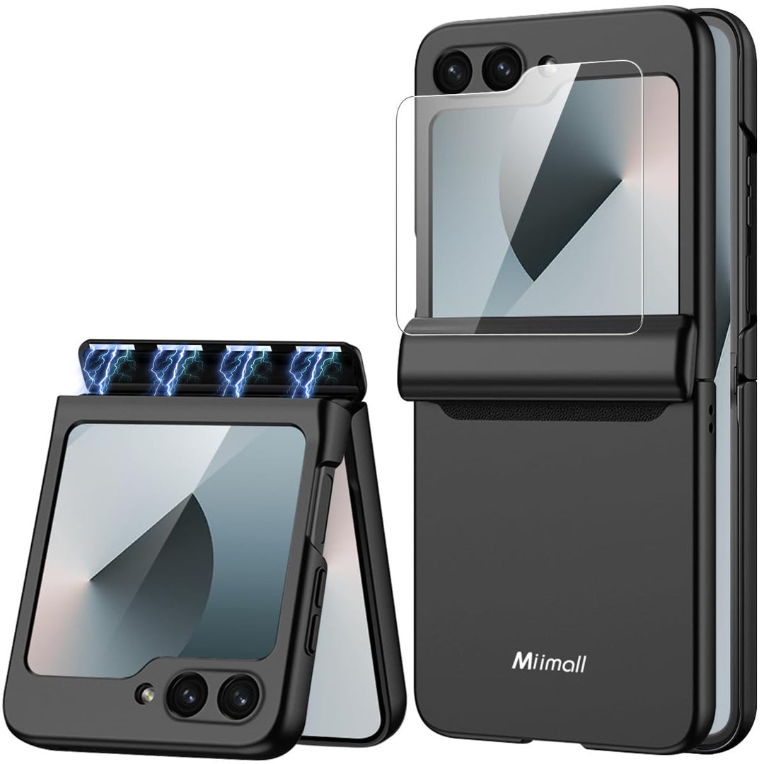 Miimall Kompatibel mit Samsung Galaxy Z Flip 6/Flip7 FE Hülle mit Scharnierschutz Magnetischer [Exte