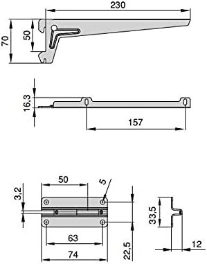 Emuca - Wandbefestigungsplatten und Jagmet-Regalträger, 230, Weiss, Stahl 230mm 4 Platten + Stützen,