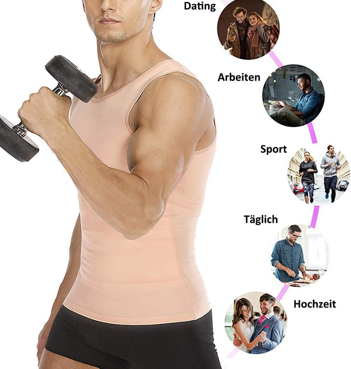 Gotoly Herren Unterhemden Shapewear Workout Tank Tops Kompressionsshirt Muskelshirt Abnehmen Body Sh
