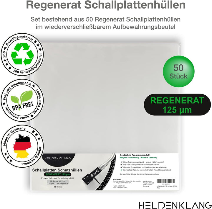 Heldenklang® 12" Schallplatten Hüllen aus Regenerat – Umweltschonende und nachhaltige LP Hüllen aus