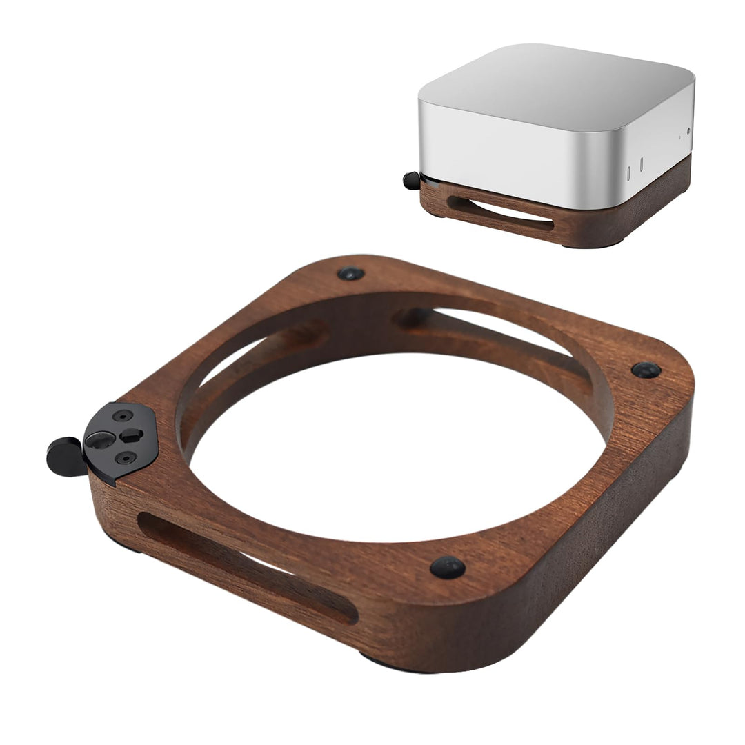 Holz Halterung für Mac mini M4/M4 Pro, Desktop Ständerhalterung Ohne Bohren Bequemer Zugriff auf den