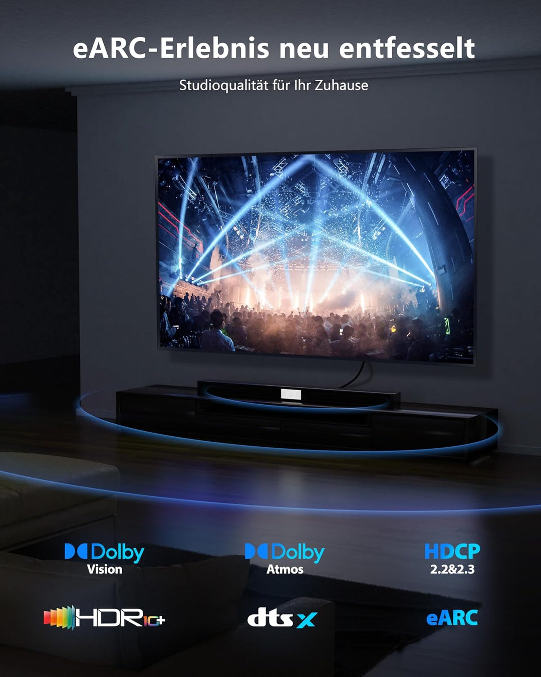 CONMDEX 16K HDMI 2.2 Kabel 2M – 96 Gbit/s Ultra High Speed, 8K@120 Hz/144 Hz, 4K@240 Hz, eARC, HDR,