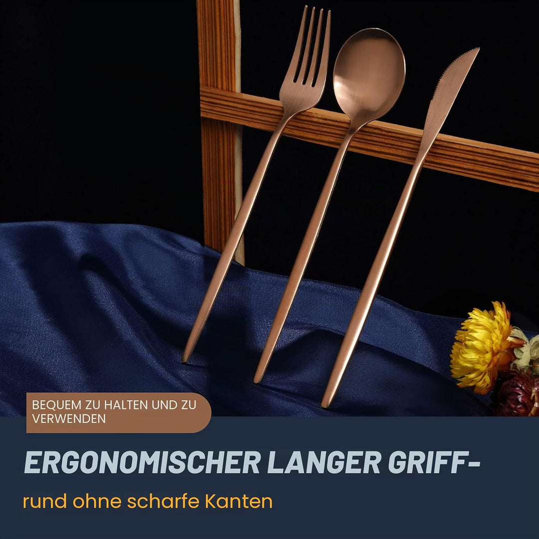 Bestdin Besteck Set 6 Personen, 30 teilig Edelstahl Besteck Roségold Matt, Essbesteck Set mit Messer