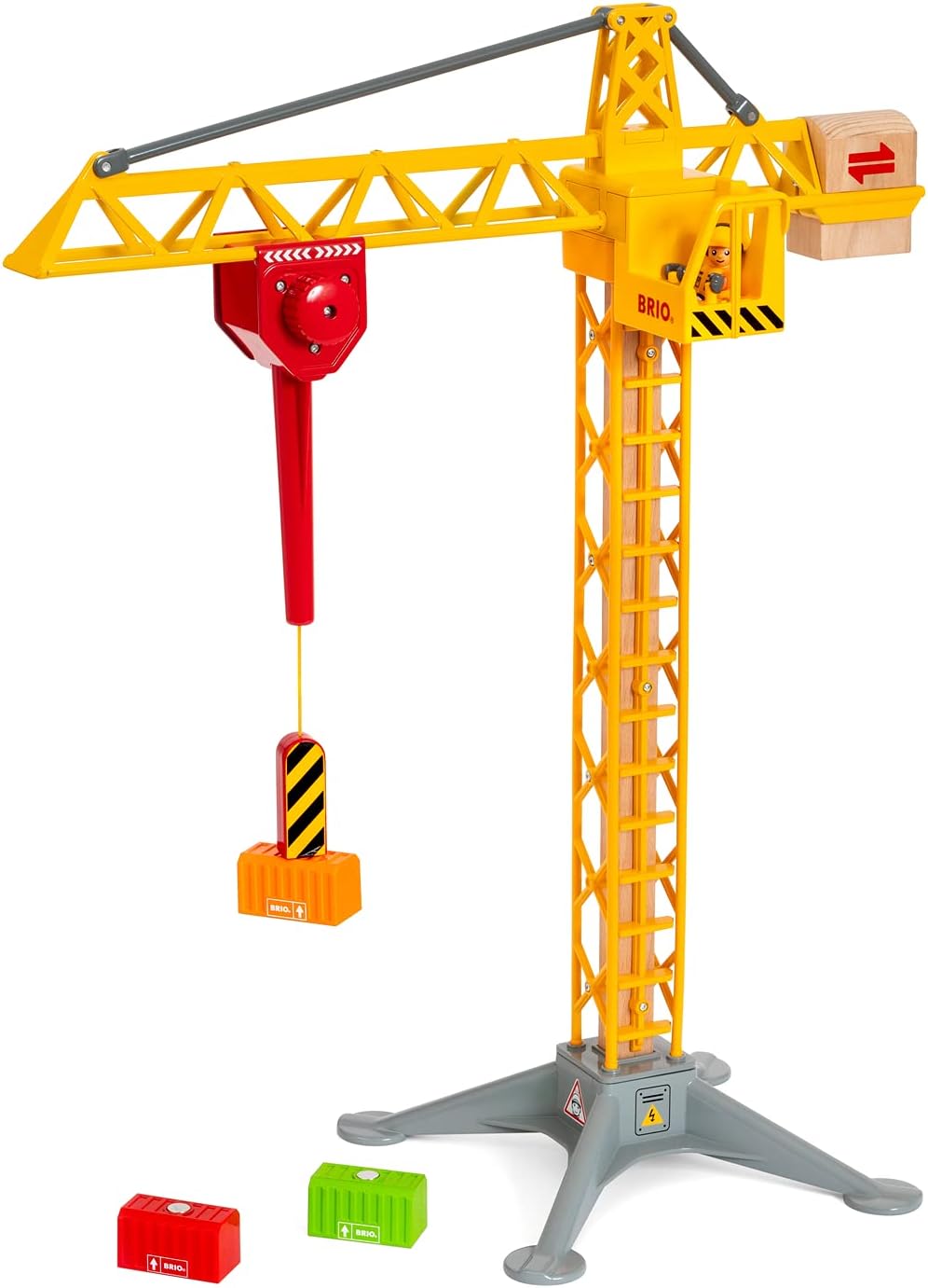 BRIO World 33835 Grosser Baukran mit Licht &amp; World 33884 Batterie-Dampflok mit Wassertank - Lokomoti