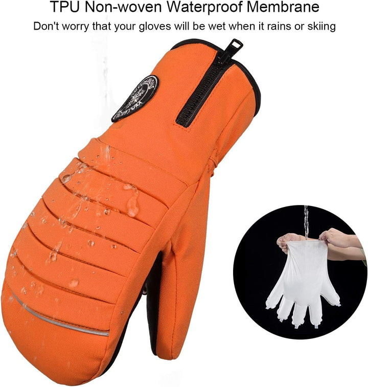 KUTOOK Skihandschuhe Ziegenleder Fäustlinge Wasserdicht Warm Winter Snowboard Handschuhe Winddicht W