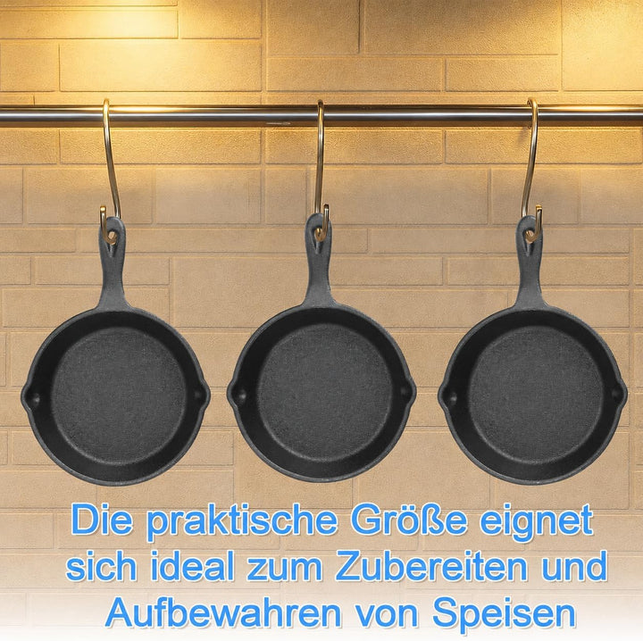 10 Stück Mini Gusseisen Pfanne, 10 cm Kleine Eier Bratpfanne Servierpfännchen mit Griff, Cast Iron P
