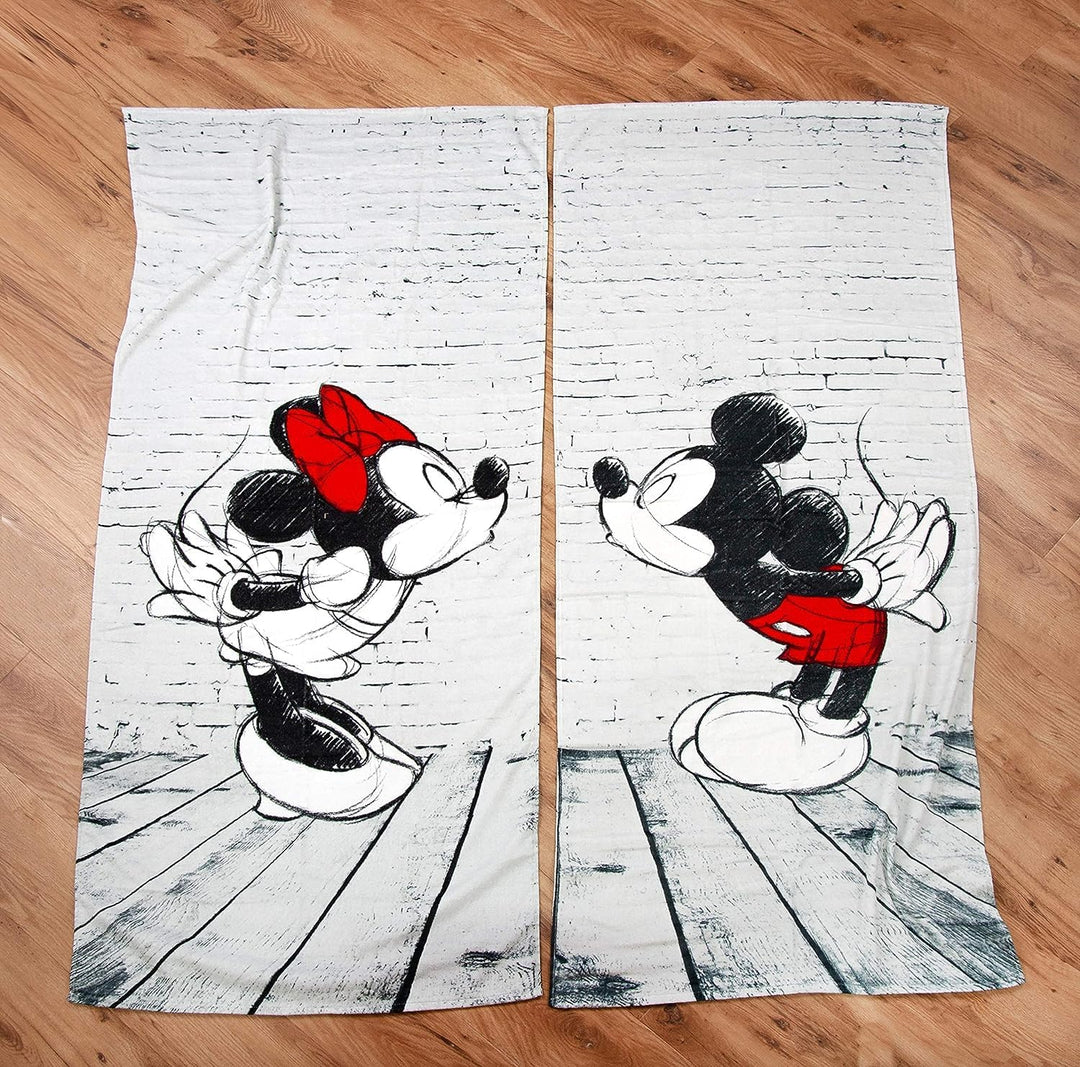Wild South Shop Disney Doppelpack Mickey &amp; Minnie Partner Badetücher, Strandtuch, Handtücher 80x180