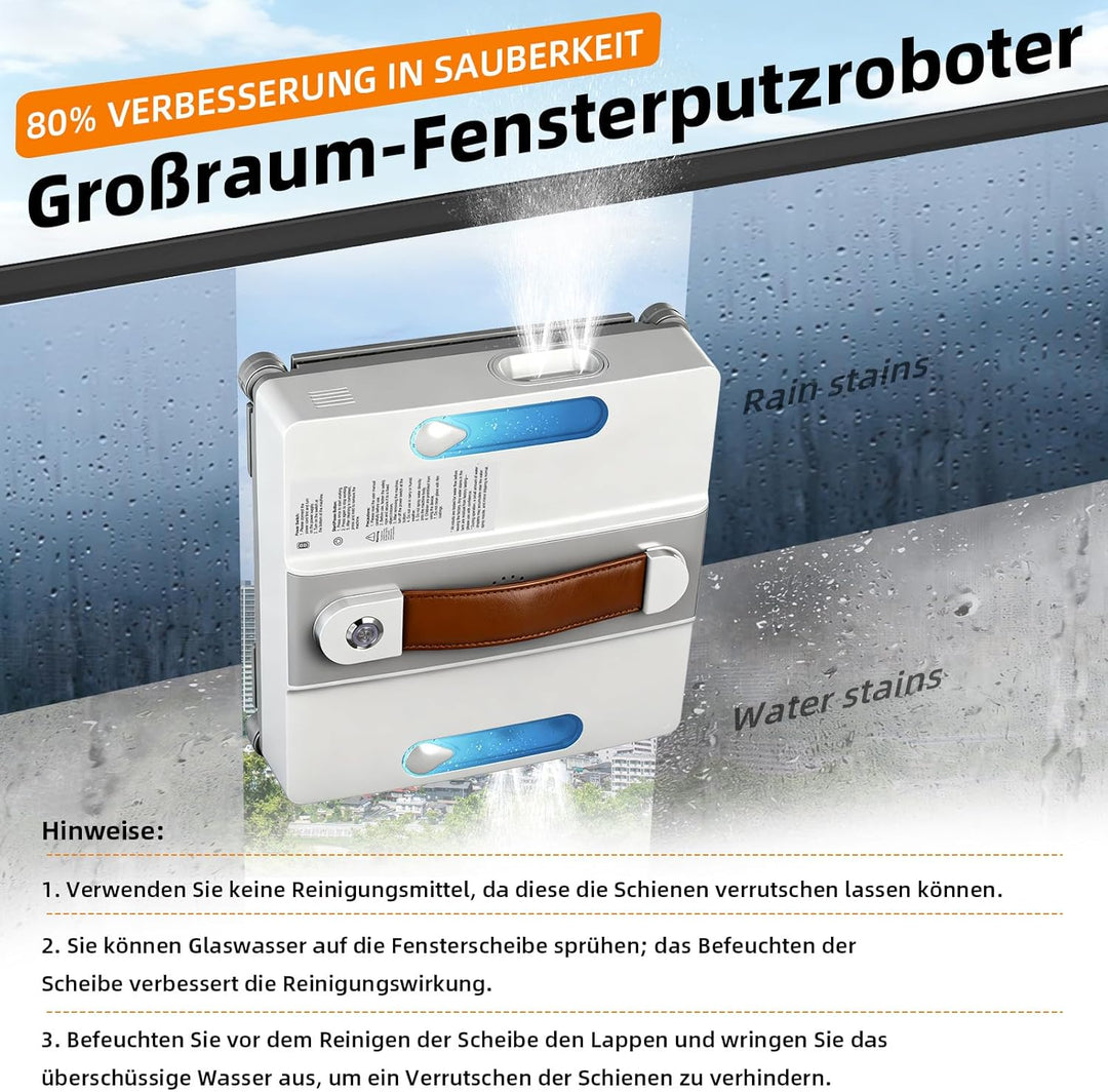 Fensterputzroboter Fensterreiniger Roboter Elektrisch Auto Wegplanung | Anti-Rutsch-System mit 100ml