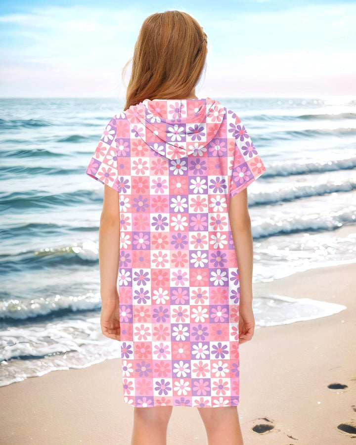 BesserBay Mädchen Junge Badeponcho Frottee Bademantel Kapuze Poncho mit Taschen Zip Cover Up Kinder