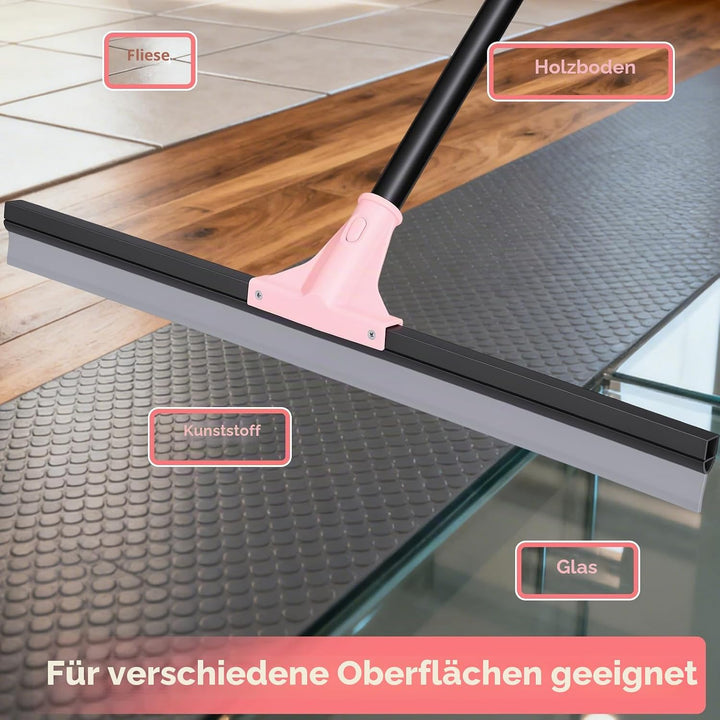 wlich Bodenabzieher Mit Stiel 154 cm, 60 cm Wasserschieber, Rosa/Schwarz | Grosse Abziehkante, Robus