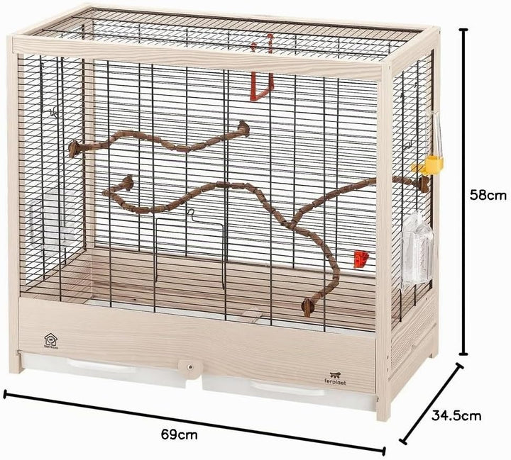 Ferplast Vogelkäfig Wellensittich Käfig Exotenkäfig, inkl. Vogelspielzeug, Vogel-Futternapf, Vogel-S