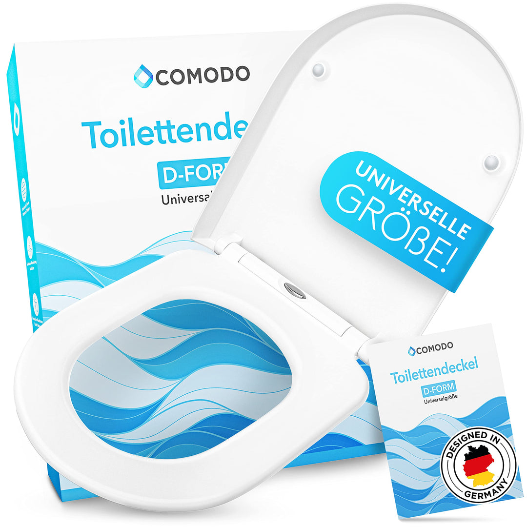 Comodo Toilettendeckel mit Absenkautomatik & Quick Release - Antibakterieller Klodeckel in D Form -