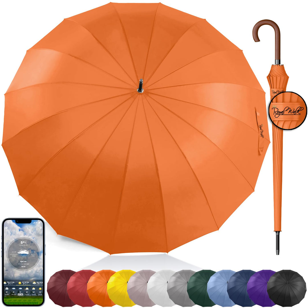 Royal Walk Regenschirm Gross Sturmfest Golf Schirm XXL Stabiler Stockschirm | Grosser Regenschirm fü