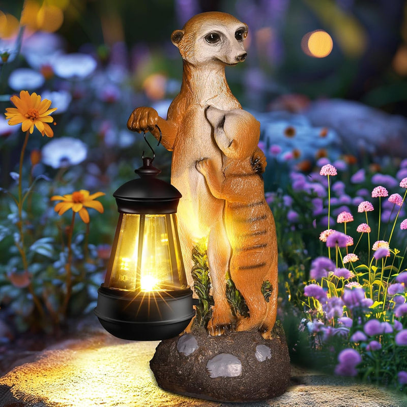 Linkax Geschenke für Frauen Mama Oma, Solar Gartenfiguren Erdmännchen Gartendeko für Draussen, Gebur