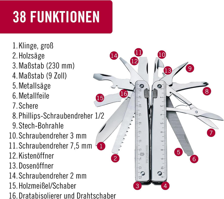 Victorinox Schweizer Taschenmesser Swiss Tool X Plus Ratchet, 40 Funktionen, Multitool inkl. Kombi-S