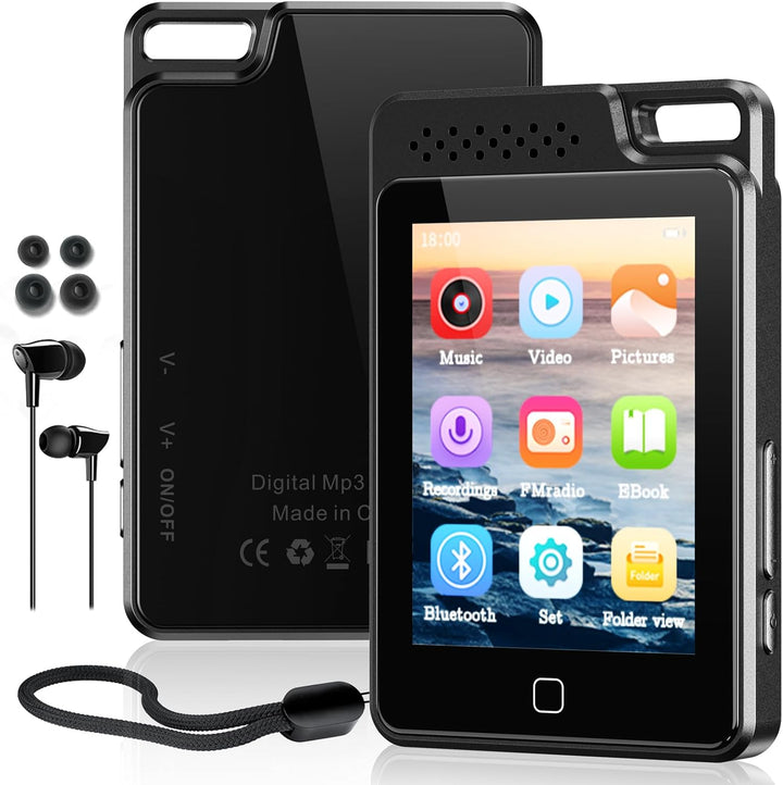 64GB MP3 Player mit Bluetooth 5.3, 2.4" Full Touchscreen Metallabdeckung Tragbarer Walkman MP3 Playe
