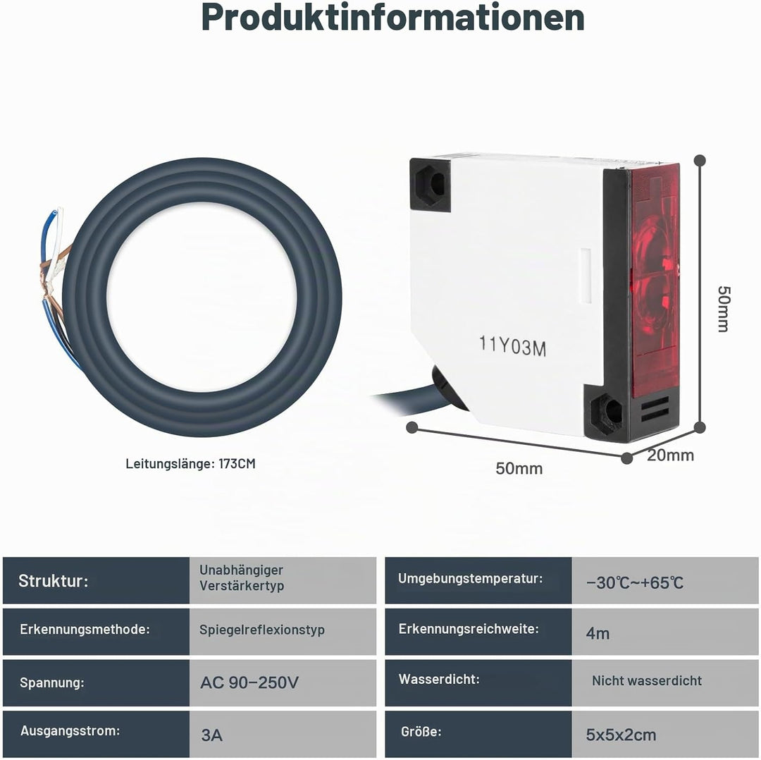 Jadeshay Fotoelektrischer Sensorschalter, Reflektor Lichtschranke E3JK-R4M1 Fotoelektrischer Strahls