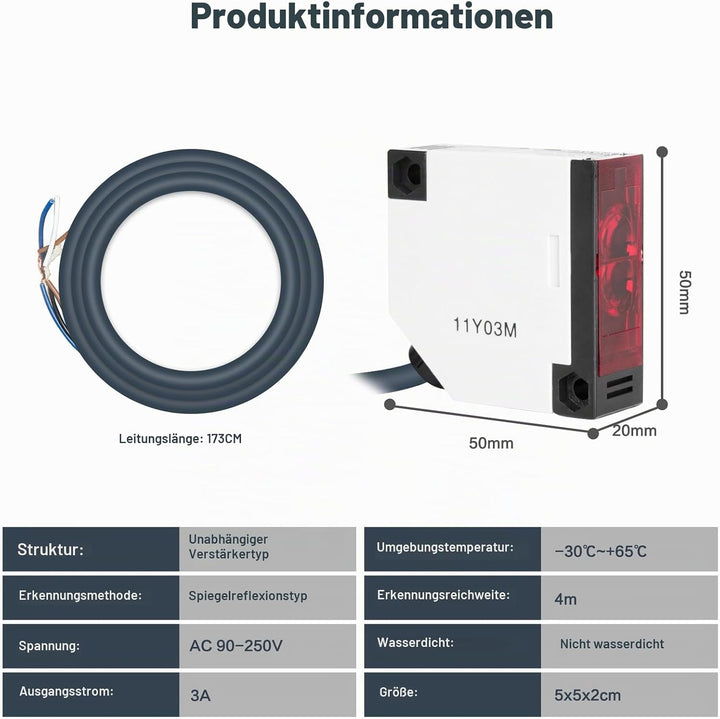 Jadeshay Fotoelektrischer Sensorschalter, Reflektor Lichtschranke E3JK-R4M1 Fotoelektrischer Strahls