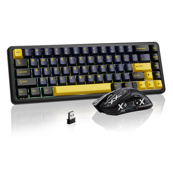 ATTACK SHARK Gaming-Tastatur &amp; -Maus-Set, X65 HE Kabelgebundene Magnettastatur und R1 Kabellose 59g