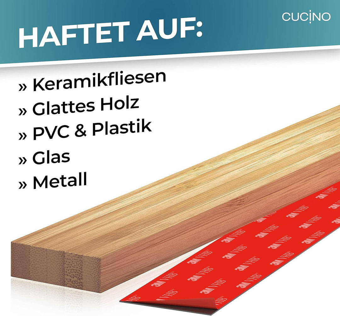 Cucino Magnetleiste Messer mit extra starkem Magnet - Vergleichssieger 2022 - Einfache Montage mit 3