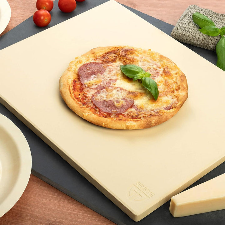 GRÄWE Pizzastein Set 3-teilig mit Pizzaschieber und Pizzamesser, Pizzazubehör zum Pizza backen und P