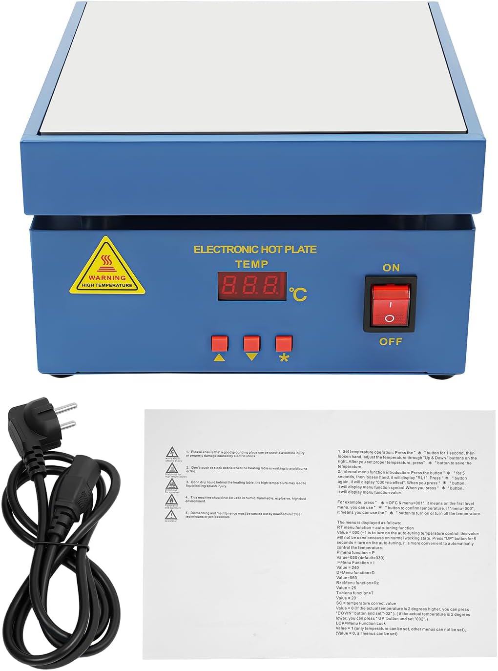 Lötstation Heizstation,800W Vorwärm-Lötstation 200x200 mm,Elektronische Löt-Heizplatte,50~400°C,AC 2