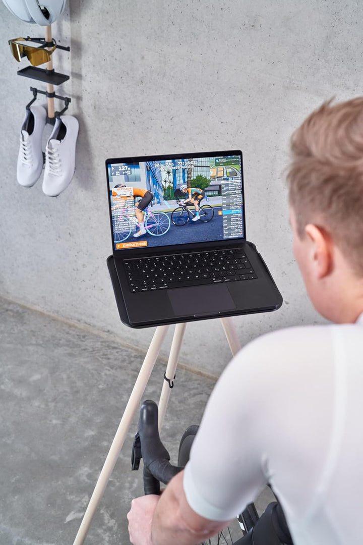 Indoor Bike Trainer Laptophalter inkl. Holzbeine, 3D-Druck Technologie, Perfekt für Zwift, Fahrradfa