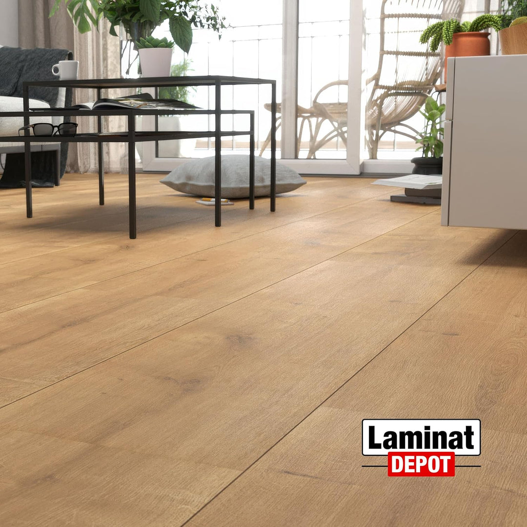Premium Klick-Laminat-Boden, 2,54 m², inkl. kostenlose Trittschalldämmung &amp; Fussleisten, Stärke 8 mm
