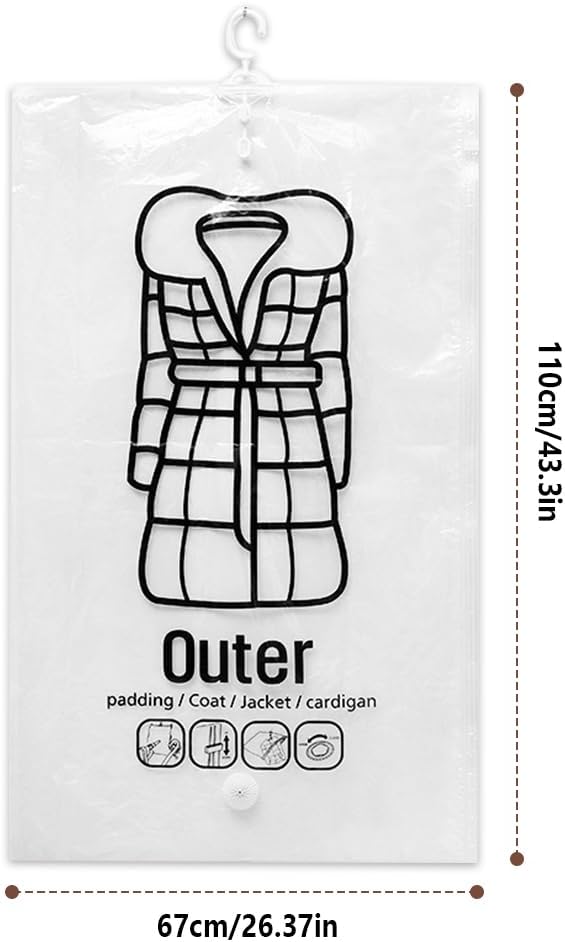 Vakuumbeutel zum Aufhängen, 5 Stück Hängend Vakuumbeutel Mit Kleiderhaken Hanging Vacuum Storage Bag
