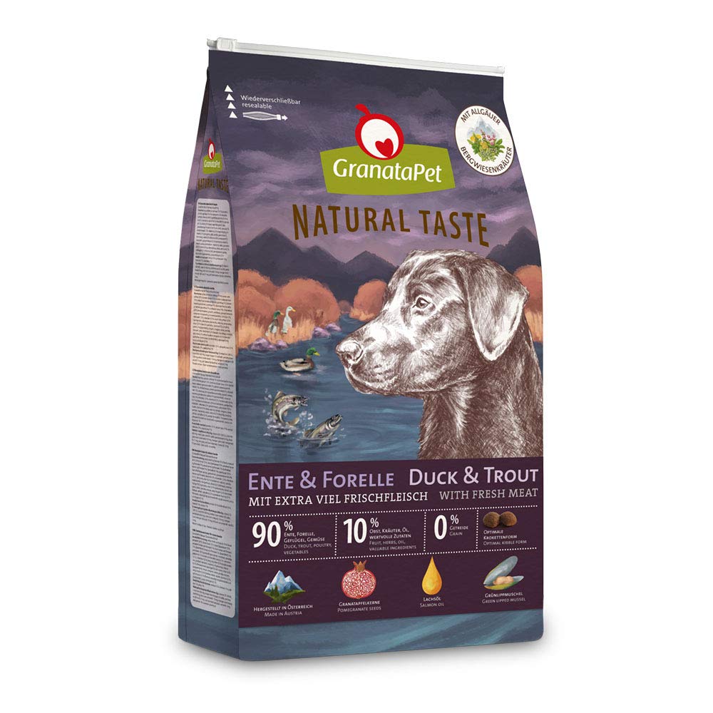 GranataPet Natural Taste Ente &amp; Forelle, 4 kg, Trockenfutter für Hunde, Hundefutter ohne Getreide &amp;