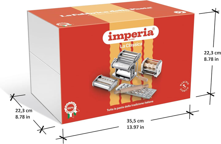 Imperia Fabbrica della Pasta Classica Linie. Geschenkset Nudelmaschine mit Zubehör. Made in Italy. S