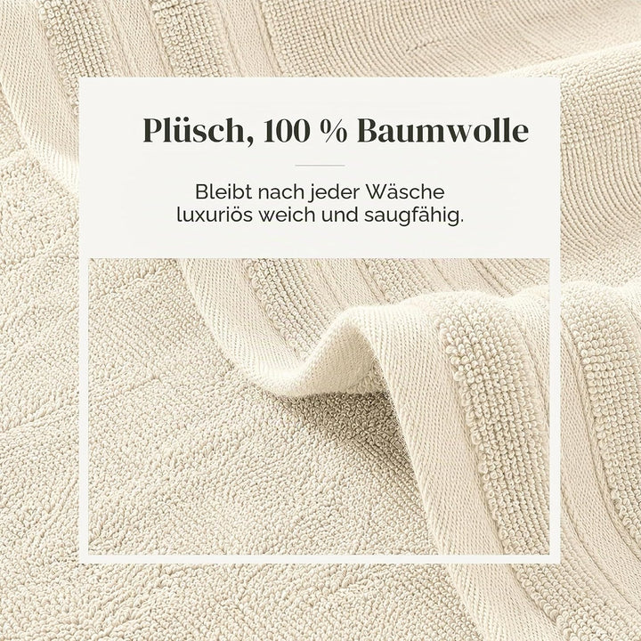 Pacific Coast Textilien Damast Jacquard Handtücher mit Bordüre Set verziert, Baumwolle, elfenbeinfar