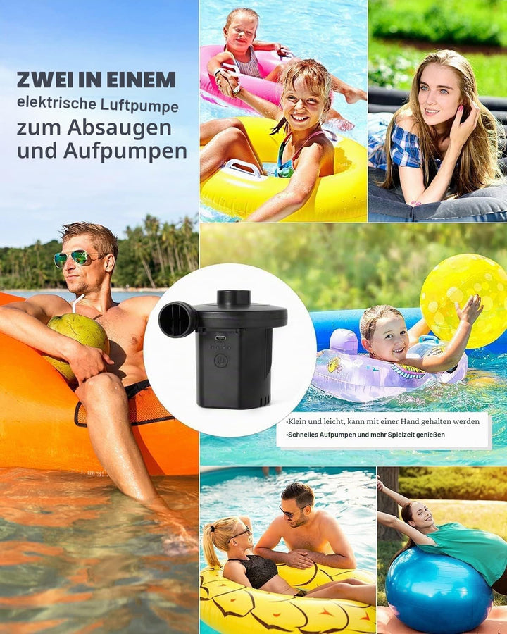 Elektrische Luftpumpe, 4000mAh Tragbare Luftpumpe mit Schnelles Aufblasen/Entleeren Mini Luftmatratz