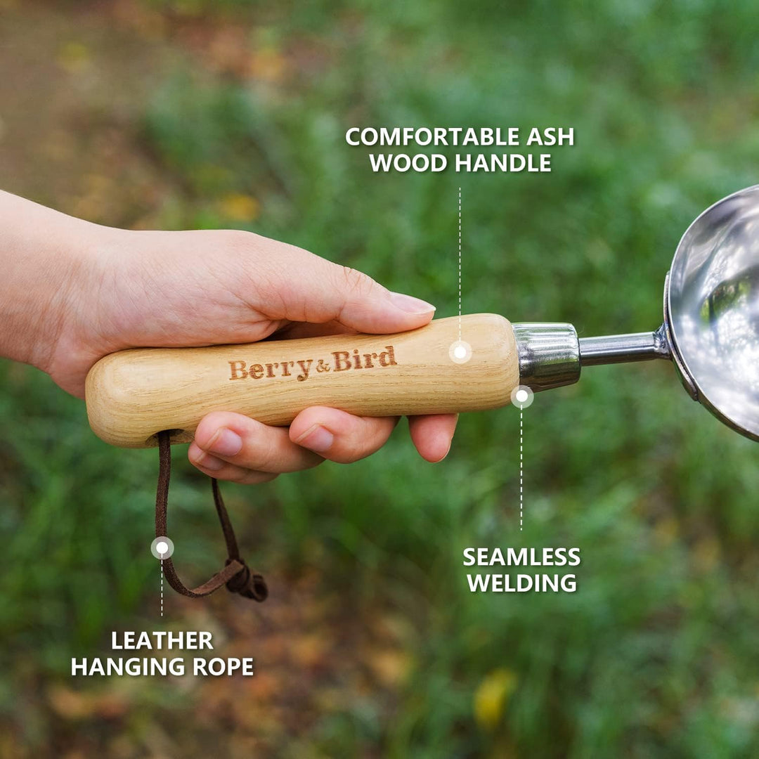 Garten Lose Erde Schaufel, Edelstahl Hand Schaufel Spaten mit Holzgriff Multi Funktion Gartenarbeit