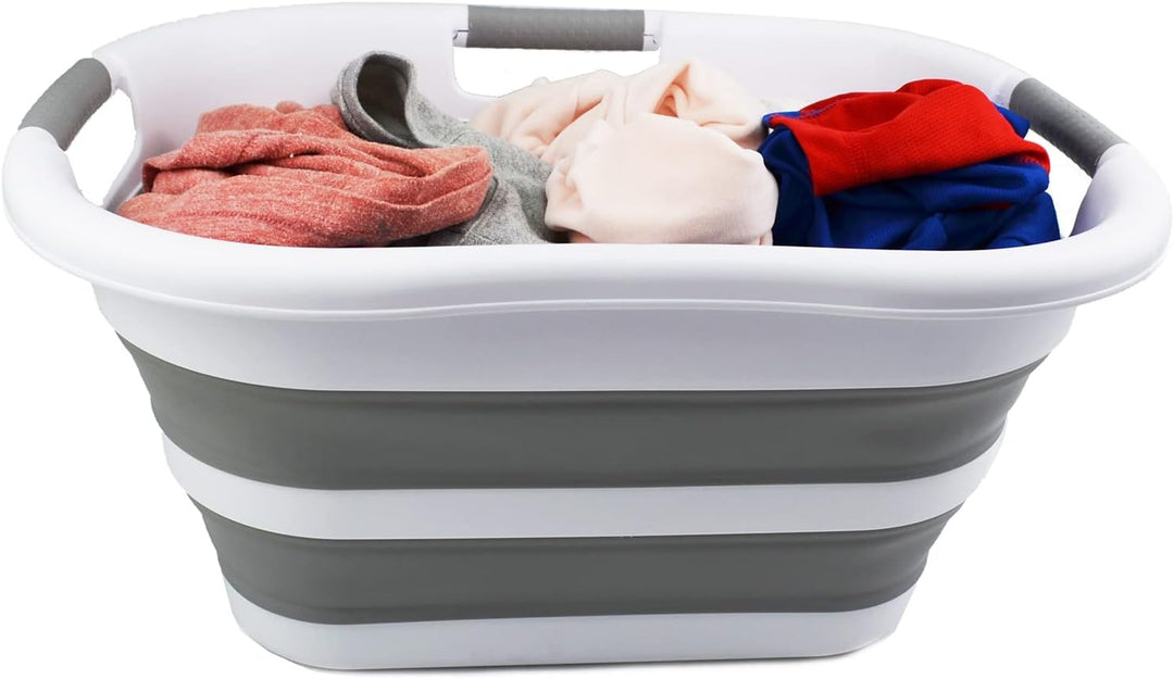 SAMMART 30L zusammenklappbarer Wäschekorb aus Kunststoff – faltbarer Pop-Up-Aufbewahrungsbehälter/Or