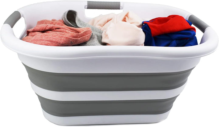 SAMMART 30L zusammenklappbarer Wäschekorb aus Kunststoff – faltbarer Pop-Up-Aufbewahrungsbehälter/Or