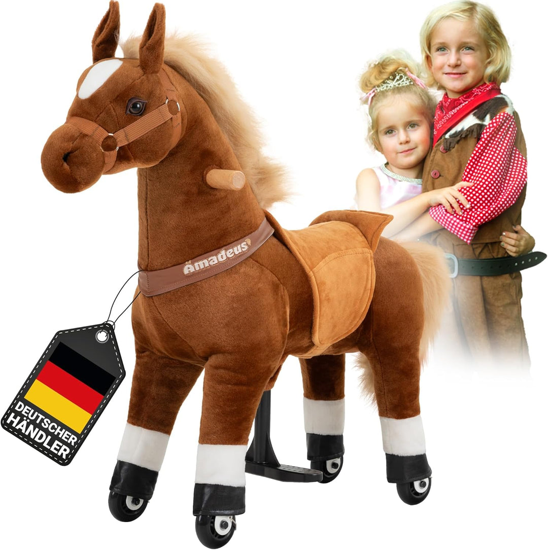 Miweba Pony Amadeus | Reitpferd auf Rollen - Pferd für Kinder - Schaukelpferd - Schaukeltier - Kusch