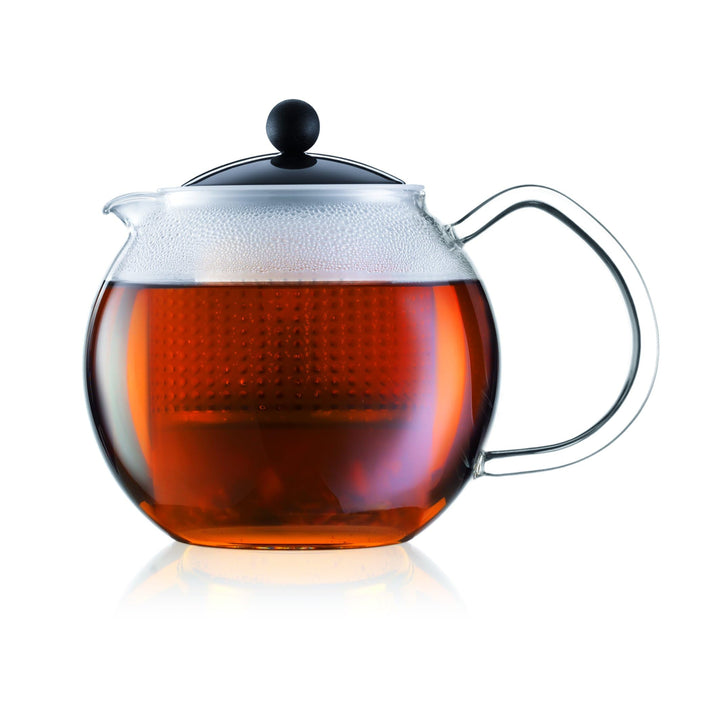Bodum ASSAM Teebereiter (Glasgriff, Farbiger Deckel, Permanent Kunststofffilter, 1,5 liters) schwarz